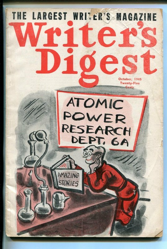 WRITER'S DIGEST 10/1945-AMAZING STORIES GAG COVER-PULP MAG INFO-good