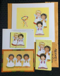 THE SPIRIT OF FRIENDSHIP Three Angels 10x9.5 Greeting Card Art #0116 w/ 6 Cards