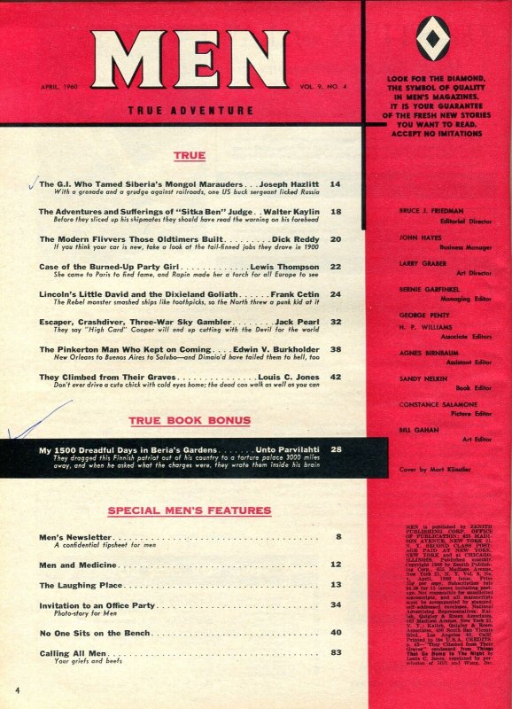 Men Magazine April 1960-TRAIN COVER-SIBERIA-CHEESECAKE-KING KONG FN