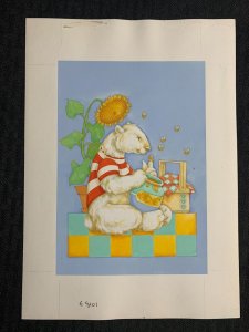 ADDRESS BOOK Polar Bear Eating Honey 7.5x10.5 Greeting Card Art #8101