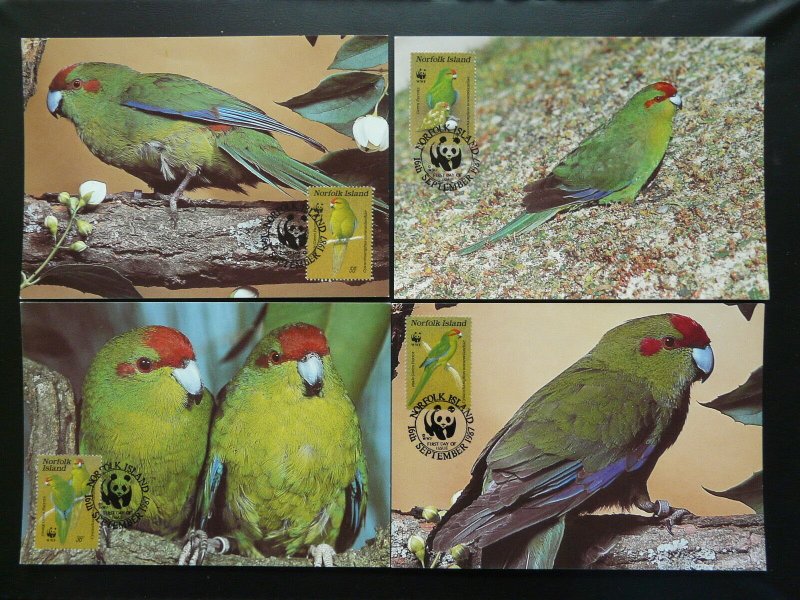 bird parrot wwf set of 4 maximum card Norfolk Island 85080