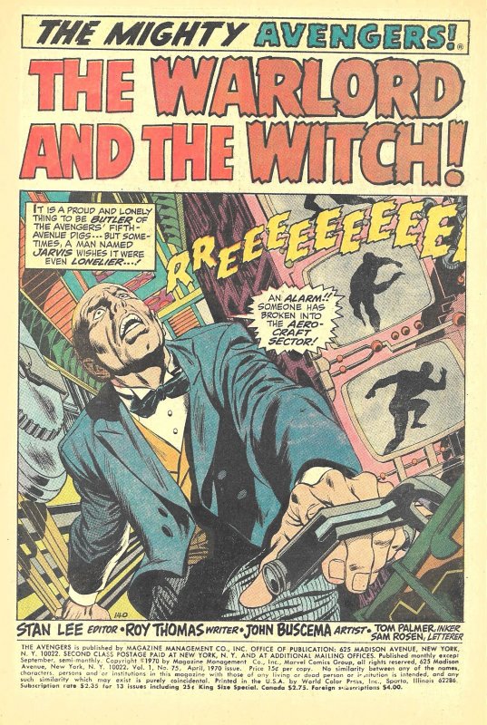 THE AVENGERS #75 (Apr1970) 8.0 VF Roy Thomas! John Buscema! QUICKSILVER returns!