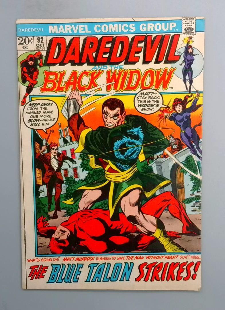 Daredevil #92, VF- Black Widow joins Title Marvel Comics 1972 JR1
