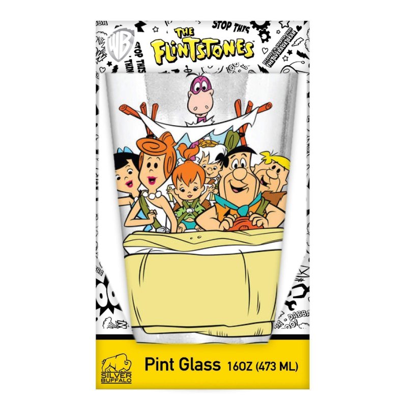 HANNA-BARBERAS ‎THE FLINTSTONES | FAMILY IN CAR | TOON TUMBLER | 16OZ PINT | NIB