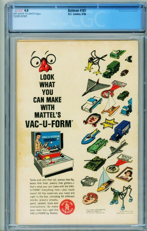 BATMAN #181 1966 -CGC 4.0 -FIRST POISON IVY- 1228147001