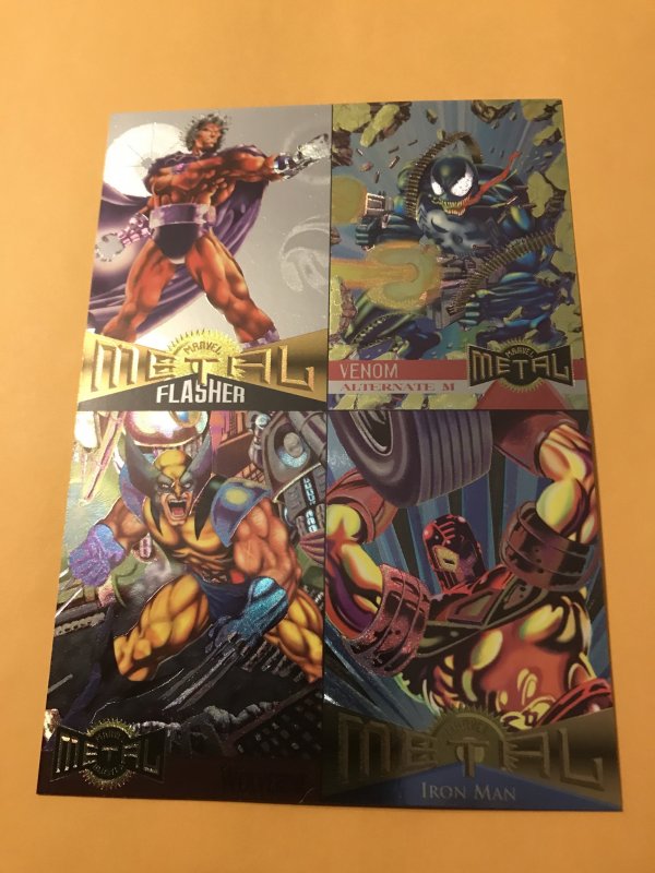 MARVEL METAL 1995 promo card : Fleer, NM/M; Venom, Wolverine, Iron ...