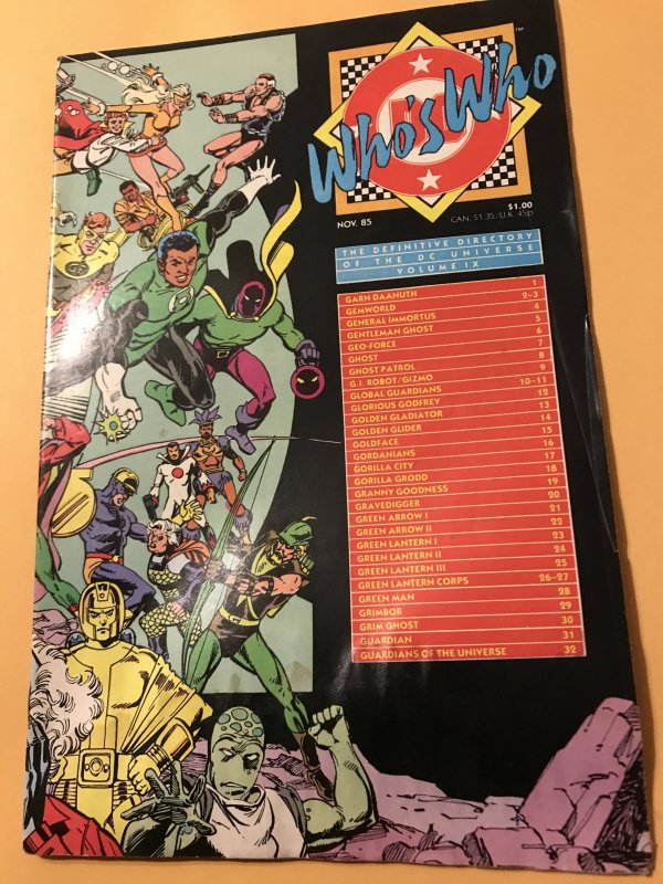 DEFINITIVE DIRECTORY OF DC UNIVERSE #9 : 11/85 Gd/VG; Who’s who, Grood