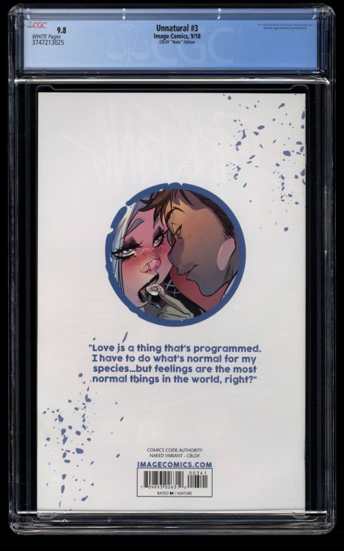 Unnatural #3 CGC NM/M 9.8 White Pages CBLDF Nude Variant Edition!