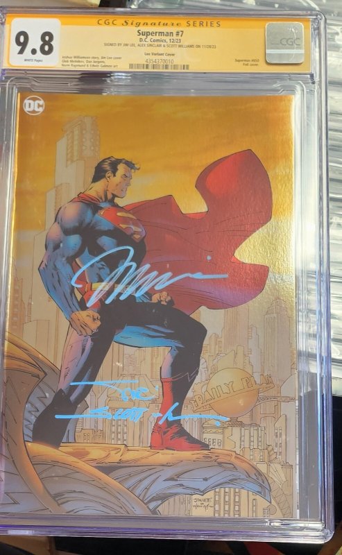 Superman #7 - Signed Jim Lee, Scott Williams, Alex Sinclair (CGC Sig 9.8) 2023