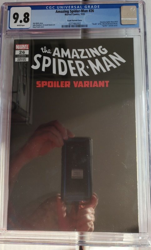 Amazing Spider-Man #26 Death of Ms Marvel Spoiler Variant Cover CGC Graded 9.8
