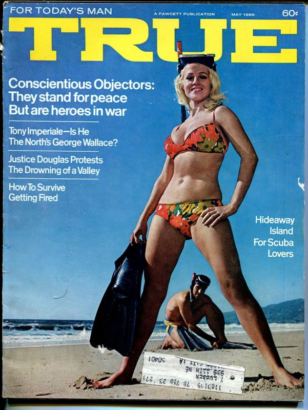 True 5/1969-Fawcett-swimsuit cover-Steve McQueen-pulp thrills-G