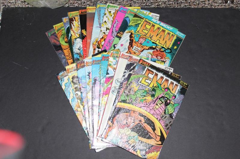 FIRST Comics HUGE LOT!  E-MAN #1-12,14-17,19,21,23-25 VF+ (HX852) 