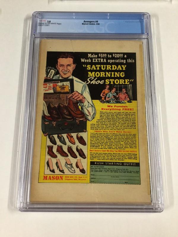 Avengers 4 Cgc 3.0 1st Silver Age Appearance Of Captain America Marvel