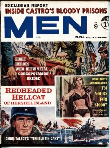 MEN MAGAZINE 12/1963-CASTRO BLOODY PRISON-CHEESECAKE VG