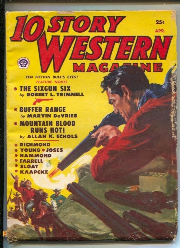 10 Story Western 4/1951-Norman Saunders gunfight cover-Western pulp-glossy co...