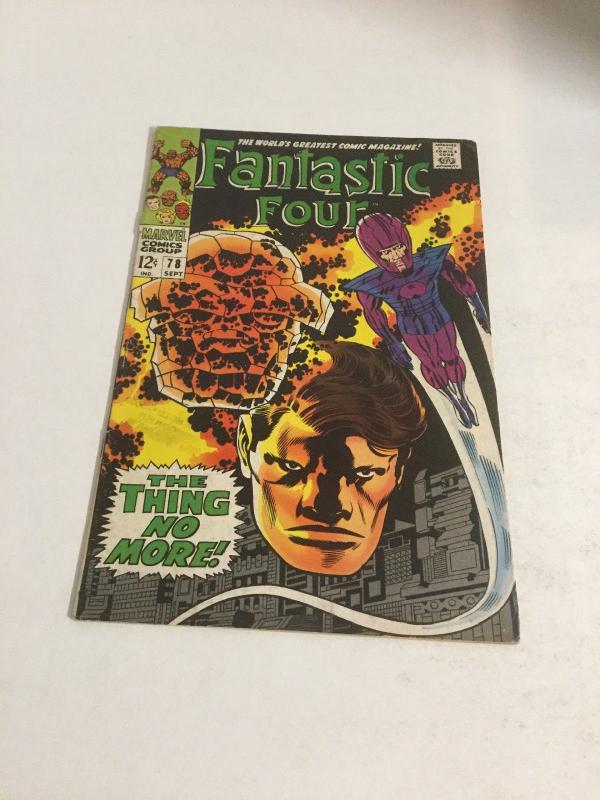 Fantastic Four 78 Vg+ Very Good+ 4.5Q Extra Staple Added Marvel Silver Age