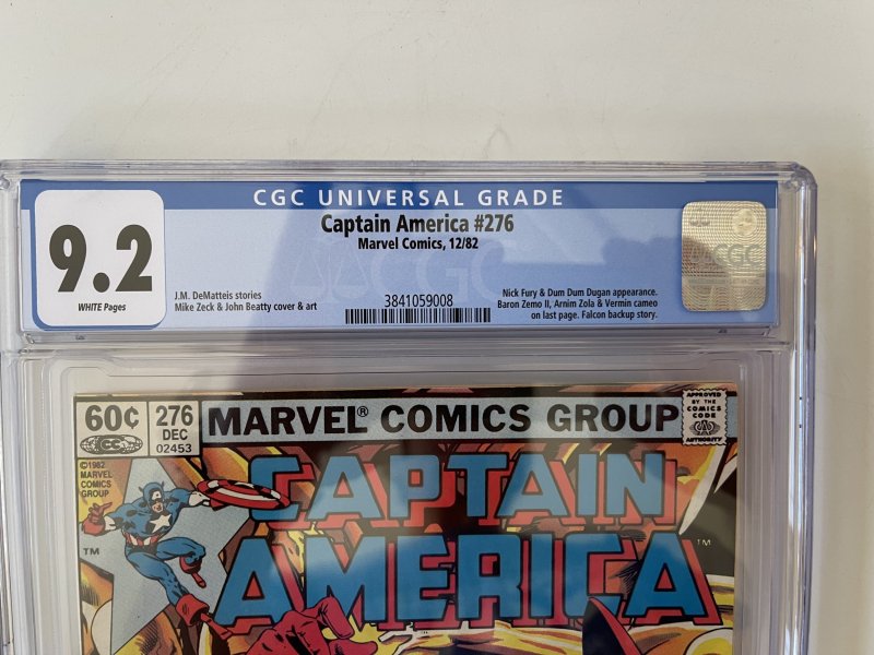 CAPTAIN AMERICA 276 -  CGC 9.2 Newsstand -  BARON ZEMO