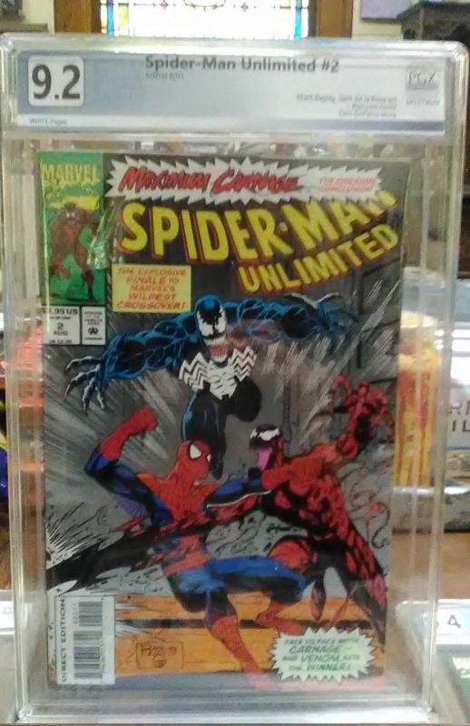 SPIDER-MAN UNLIMITED #2 - 9.2 WHITE pgs PGX (not CGC or CBGS) VENOM-CARNAGE