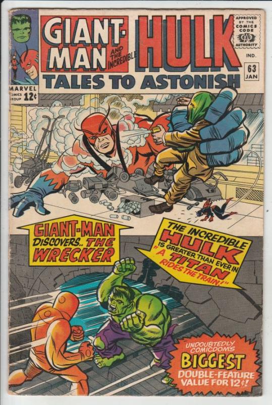 Tales to Astonish #63 (Jan-65) FN/VF Mid-High-Grade Giant-Man and The Wasp, Hulk
