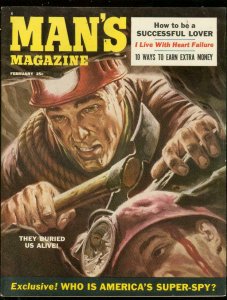 MAN'S MAGAZINE FEB 1955-BURIED ALIVE-MARA ENGLISH--PULP VF