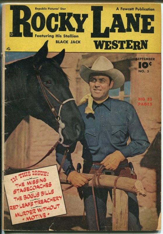 Rocky Lane Western #5 1949-Fawcett-photo cover-B-Western star-VG