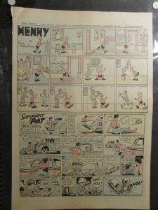 1943 Sept 12 SUNDAY COMIC PAGE 15x21 FN 6.0 Popeye / Henry / Sergeant Pat