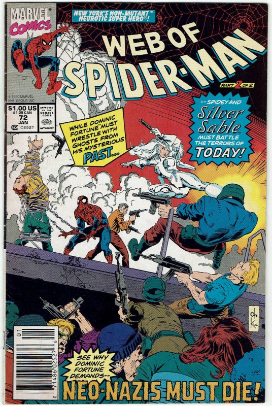 Web of Spider-Man #72 Silver Sable Newsstand FN+