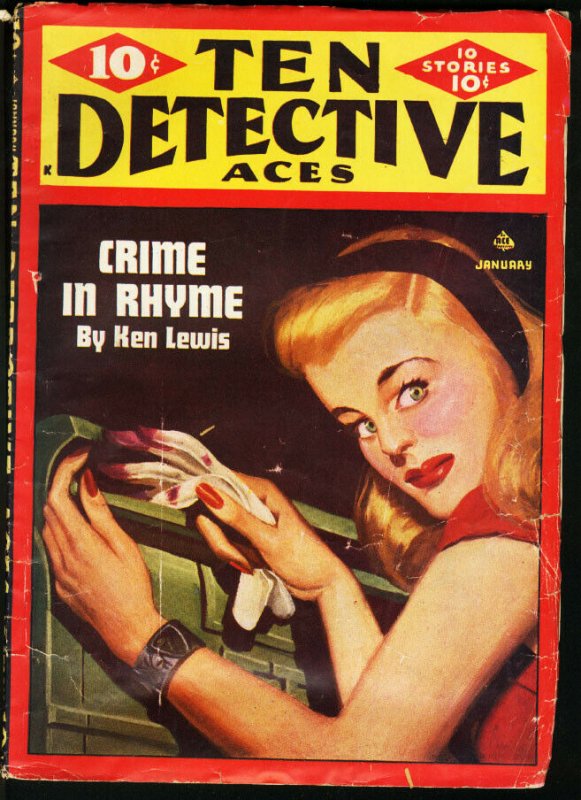 TEN DETECTIVE ACES JAN 1946 PULP-SPICY COVER-CRIME FICTION-DAYH KEENE VG