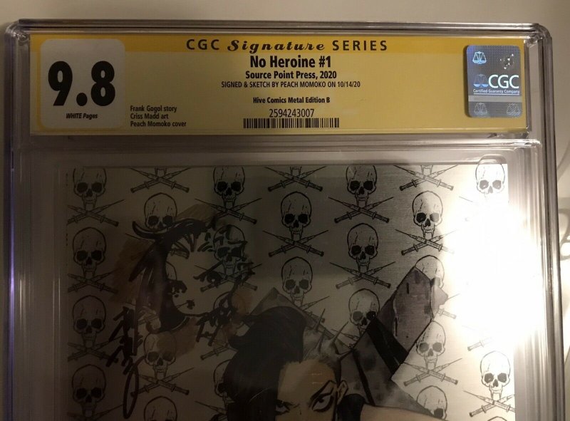 No Heroine #1 Metal B signed/sketched Momoko CGC 9.8