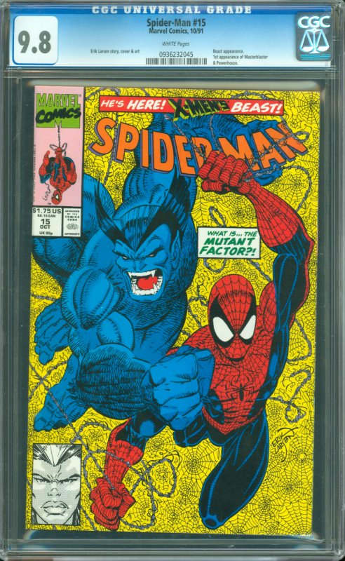 Spider-Man #15 CGC Graded 9.8 Beast appearance. 1st appearance of Masterblast...