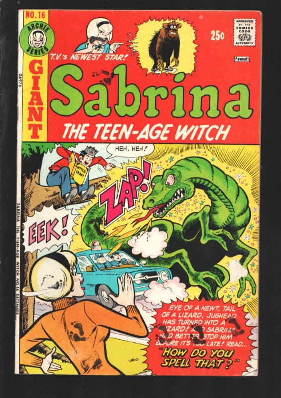 Sabrina The Teen-Age Witch #16 1973-Giant Lizard terror cover-Archie & JUghea...