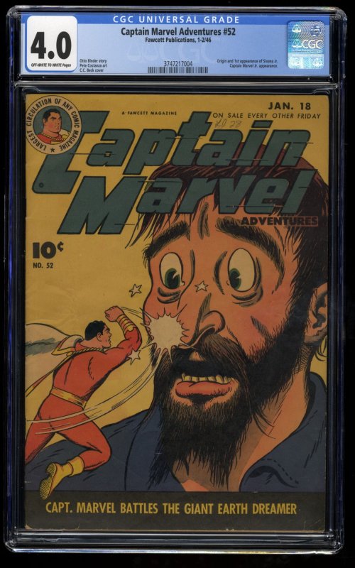 Captain Marvel Adventures #52 CGC VG 4.0 Off White to White