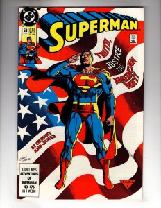 Superman #53 (1991) AMERICAN FLAG Cover! Jerry Ordway!  / EBI#1