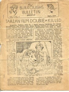 Burroughs Bulletin Fanzine #3 9/1947-original ERB fanzine-4 pages-rare-P/FR