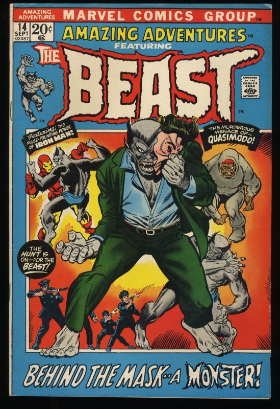 Amazing Adventures #14  2nd Appearance Furry Blue Beast! Marvel 1972!