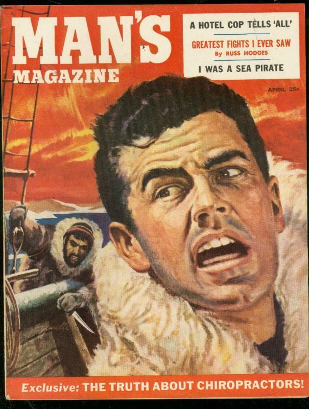 MAN'S MAGAZINE APRIL 1955-SEA PIRATES-BOXING-CLEO MOORE VF