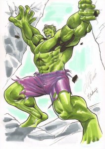 Hulk Color Commission - 2010 Signed art by Nei Ruffino