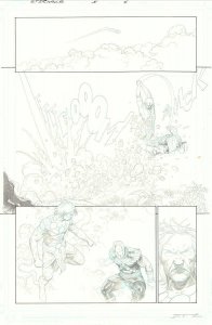 Eternals #5 p.6 - Ikaris vs. Gilgamesh Action - 2021 Signed art by Esad Ribic