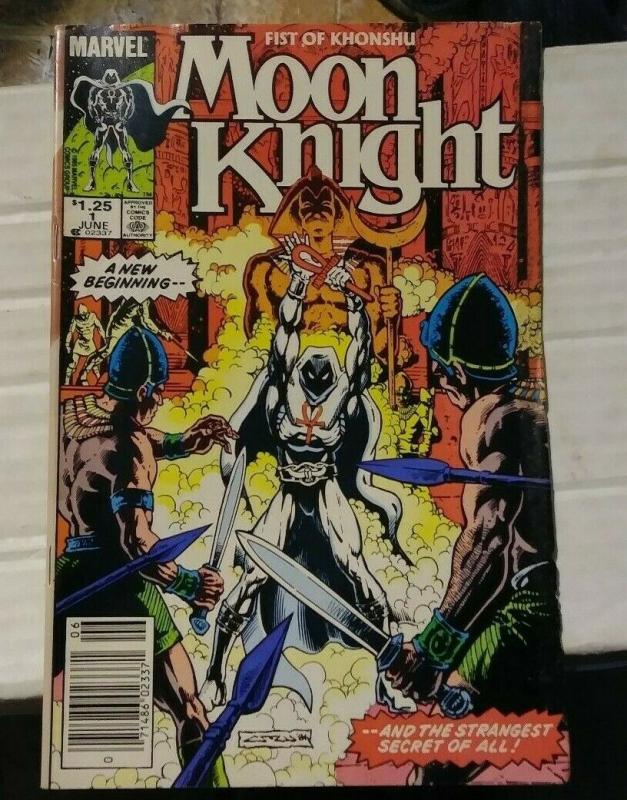  MOON KNIGHT-FIST OF KHONSHU  # 1 1985 MARVEL+ MARC SPECTOR NEW BEGINING 