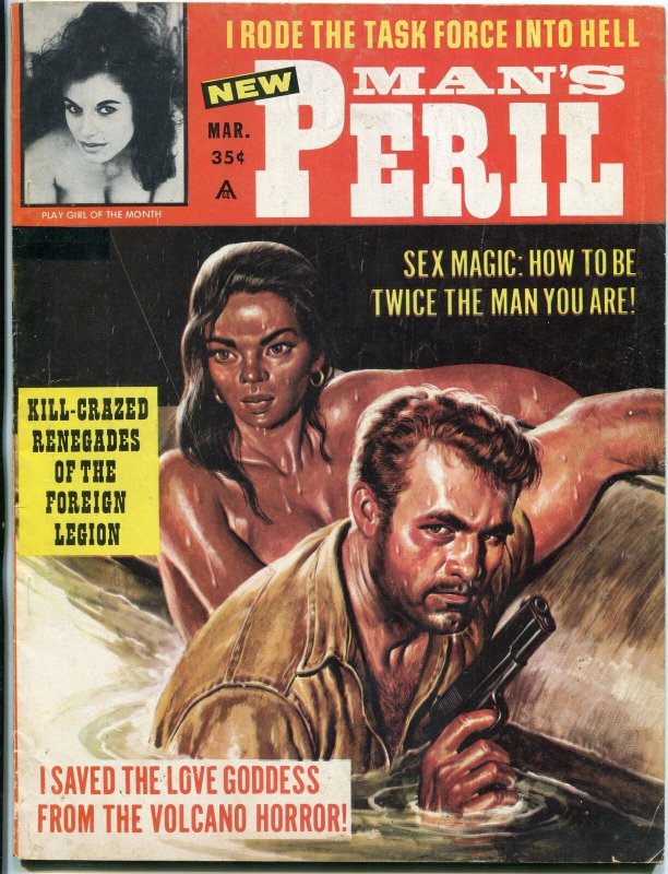 Man's Peril Magazine March 1964-BILL WARD-NINA MORINI-WW2 VG