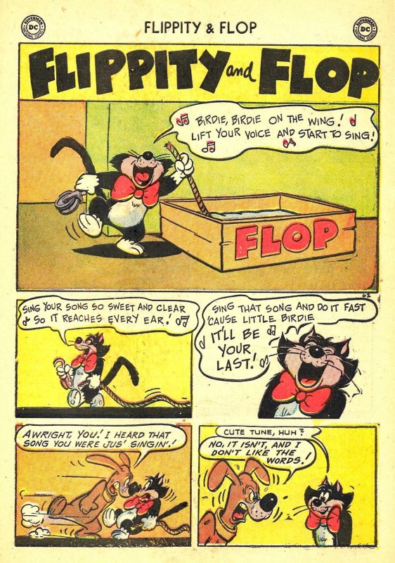 FLIPPITY & FLOP #9 (May1953) 5.0 VG/FN  Cat-Dog-Canary Funny Animals from DC!