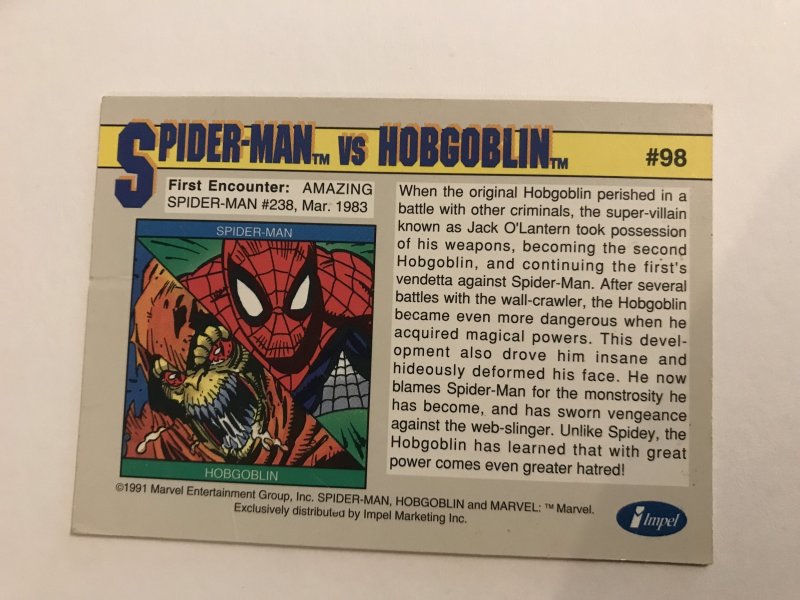 SPIDER-MAN VS. HOBGOBLIN #98 : Marvel Universe 1991 Series 2 card; Impel, NM/M