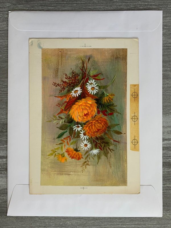 HAPPY FATHERS DAY Orange and White Flowers 6.5x9 Greeting Card Art FD7662