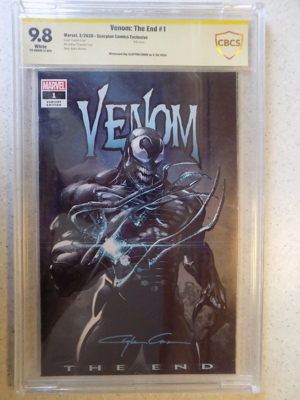 VENOM: THE END # 1 CBCS SS 9.8. CRAYTON CRAIN COVER AND SIGNATURE AWESOME