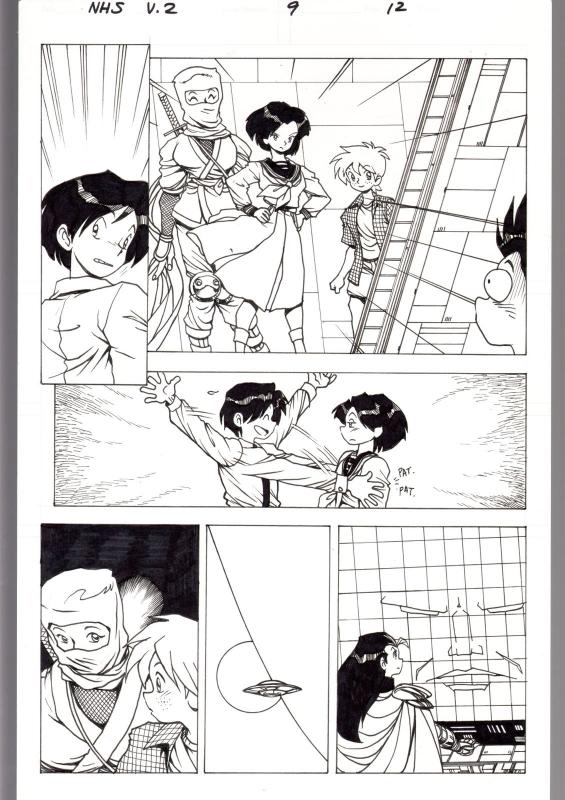 NINJA HIGH SCHOOL V.2 #9 PG 12-ORIGINAL ART-BEN DUNN-ANIME-COMIC BOOK-NHS