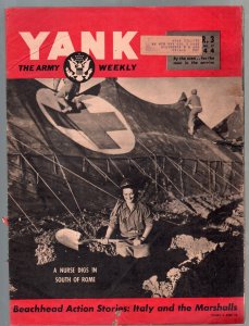 MAG: Yank 3/3/1944-Army Weekly-early Sad Sack cartoon-Massacre-cheesecake-FR