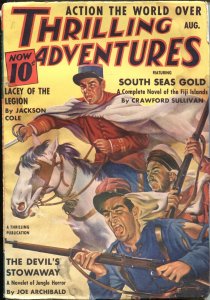 THRILLING ADVENTURES 1940 AUG--VIOLENCE-MYSTERY-CRIME--PULP---NEW COLLECTION