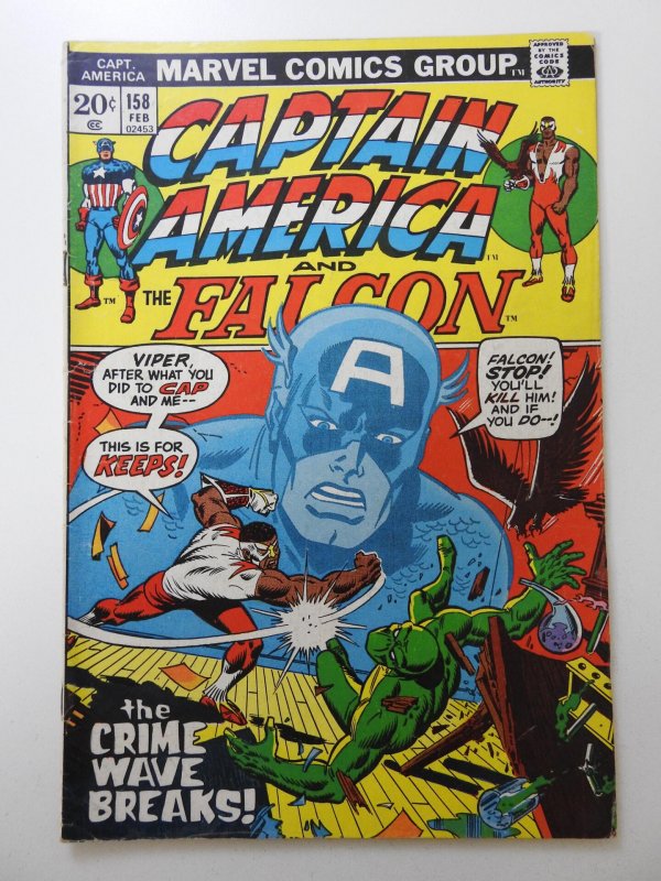 Captain America #158 (1973) Crime Wave Breaks! Sharp VG/Fine Condition!