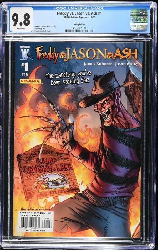 Freddy vs Jason vs Ash #1-6 CGC 9.8 Freddy Krueger J Scott Campbell Cvr 2 3 4 5