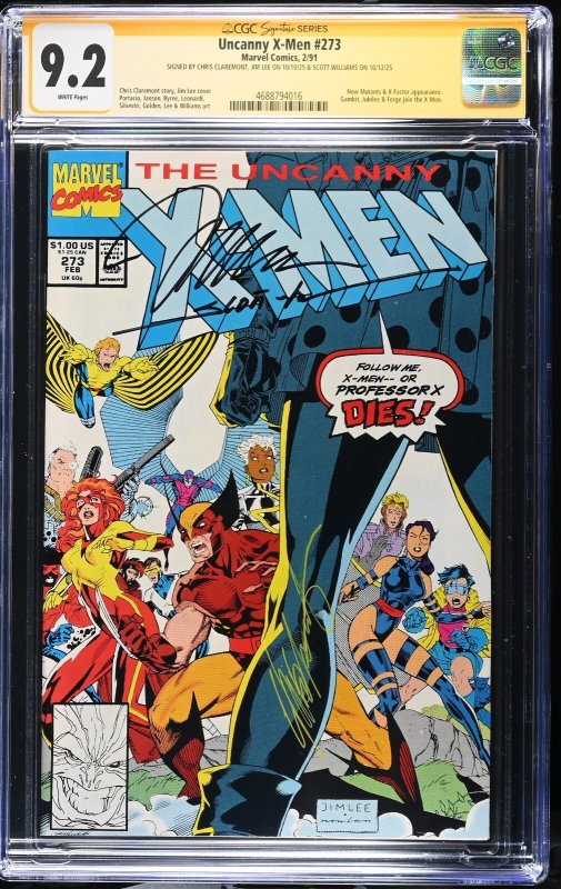 Uncanny X-Men (1991) #273  (CGC 9.2 SS) Signed Jim Lee Scott Williams Claremont